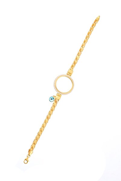 Genel Markalar 925 Ayar Gümüş Nazar Boncuklu Çeyrek Altın Için Pullu Zincir K...