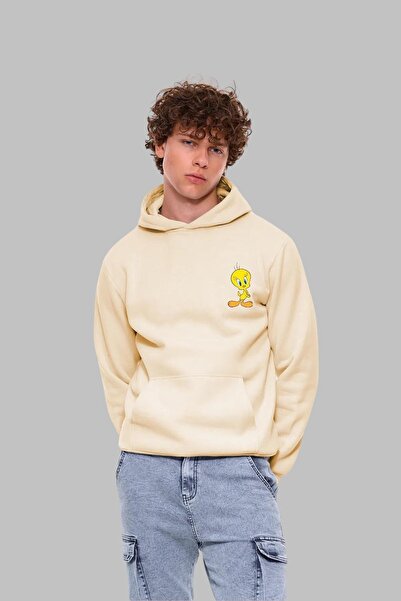 Nyda Collections Tweety Printed Unisex Φούτερ με κουκούλα μεγάλου μεγέθους - ...
