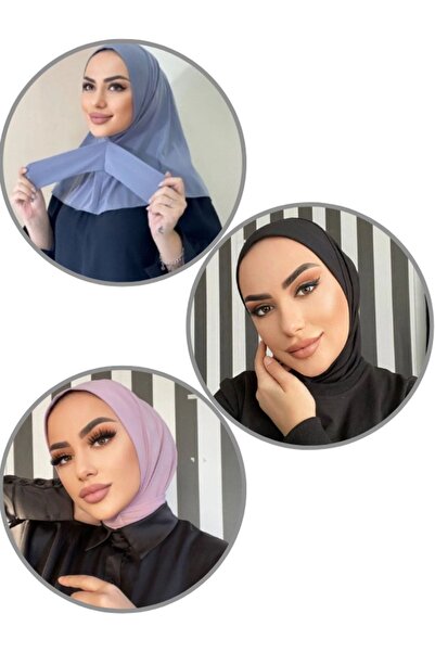 Organic Scarfs Penye Çıtçıtlı Hazır Eşarp Hijap Şal 3'lü Set
