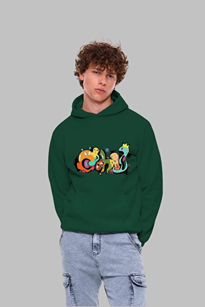 Nyda Collections Unisex majica sa kapuljačom i grafitnim printom - dugi rukav...