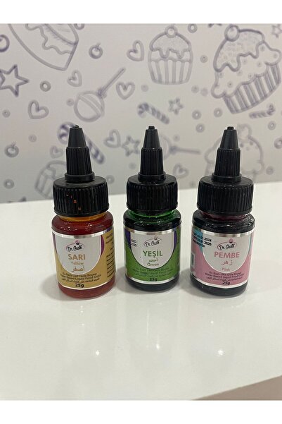 Ege Pastacılık Likit Gıda Boyası 25 gr. 3’lü set sarı yeşil pembe