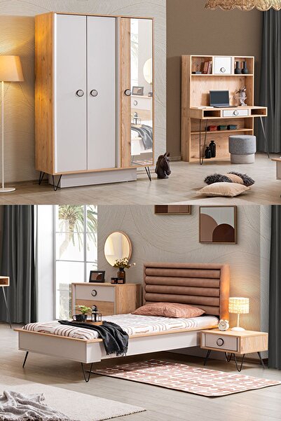 Setay Dolunay Genç Odası - 3 Kapılı Dolap, Karyola, Komodin, Şifonyer, Masa