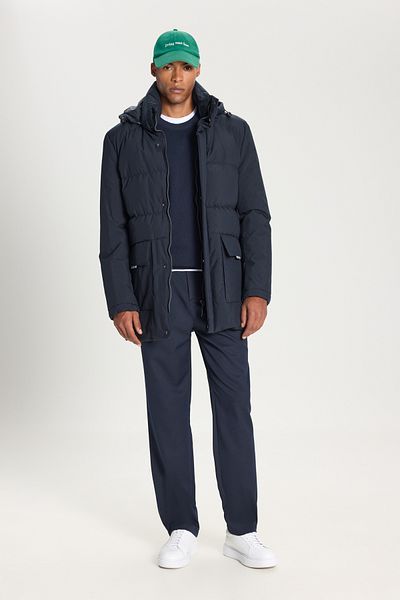 AC&Co / Altınyıldız Classics Ανδρικό παλτό Navy Blue - Standard Fit, Stand γιακά και τσέπες για τσάντα
