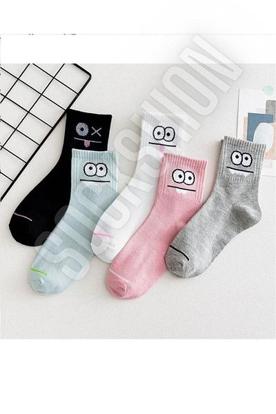 SOCKSHION Комплект от 5 чифта колежански чорапи с шарени персонажи - забавна нотка към вашия стил