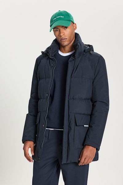 AC&Co / Altınyıldız Classics Ανδρικό παλτό Navy Blue - Standard Fit, Stand γιακά και τσέπες για τσάντα