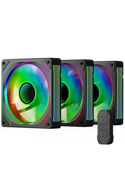 GamePower مجموعة مراوح Glacia 120 Infinity ARGB مكونة من 3 قطع + مجموعة محور