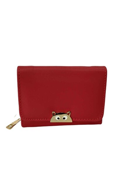 OLLBAGS 1026-Red Women's Wallet with Cat