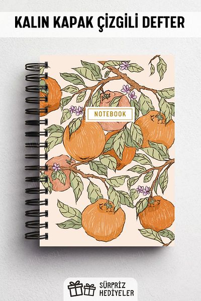 Eldesen Tasarım A5 Size 80 Sheets 160 Sheets - Lined Notebook with Spiral and Thick Cover