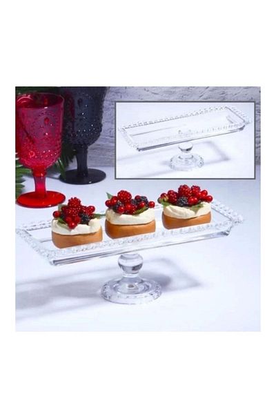Kosova Sur18 Glass Footed Service Plate 30X13X11Cm