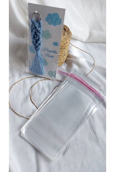 ÜNSALAN HOBİ Bantlı Jelatin Poşet Parlak Şeffaf Jelatin 10 X 20cm(POŞETİN AÇIK HALİDİR) 100 Adet