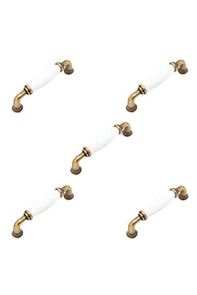 Tomurcuk 5 Pieces Porcelain Furniture Cabinet Handle 96 mm Antique Yellow