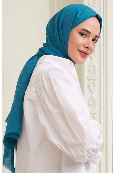 Mides scarf Μπαμπού Kraş Shawl Model-τιρκουάζ Μπλε