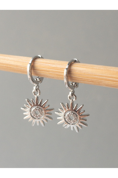 Siya Silver Zirkon Taşlı Güneş Model Kadın Küpe