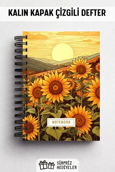 Eldesen Tasarım A5 Size 80 Sheets 160 Sheets - Lined Notebook with Spiral and Thick Cover