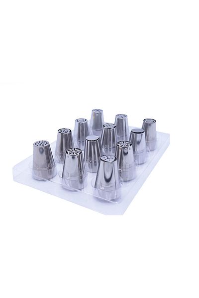 Bin-Shihoun Abomar 12-Cavity Stainless Steel Cake Decoration Set Silver 9centimeter