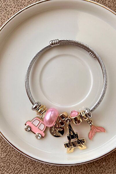 Fubena موديل 8047 سيارة وردية - ذيل الحوت وسوار فولاذي