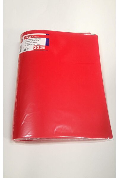 VİPEX Kırmızı Plastik Kapaklı 20li Sunum Dosyası Şeffaf Yapraklı