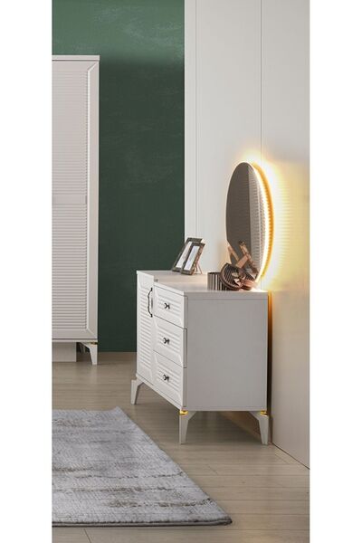 Avm 24 Atina Şifonyer-makyaj Masası-ışıklı Aynalı-mdf-aytaşı-ücretsiz Nakliye