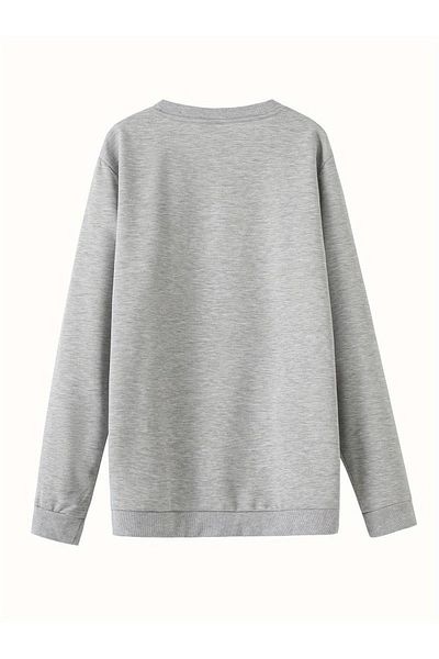 PALPİTO Ανδρικό φούτερ Oversize με στάμπα γκρι μπύρας - Crew Neck