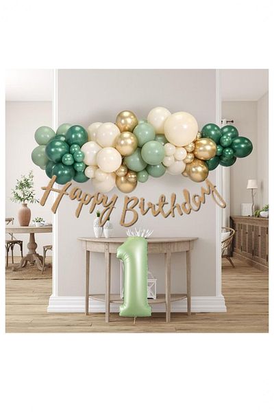 BİDOLUMUTLULUK Birthday Celebration Set - Mildew Green, Concept Party Entertainment