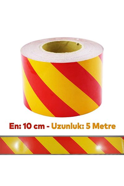 Badem10 10 Cm Phosphorescent Reflective Yellow Red Flat Strip Tape - Adhesive Warning Tape