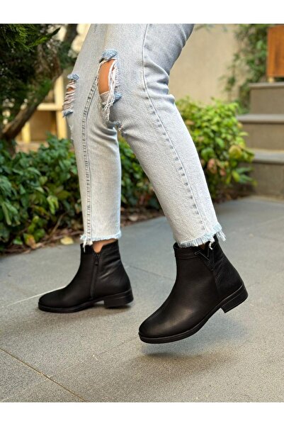 DİVA Γυναικείες καθημερινές μπότες Diva Black Δερμάτινο