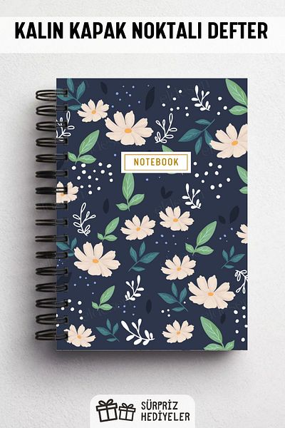 Eldesen Tasarım A5 Size 80 Sheets 160 Pages - Spiral and Thick Cover Dotted Notebook