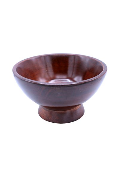 Bin-Shihoun Abomar Small Wooden Bowl With Base - Brown