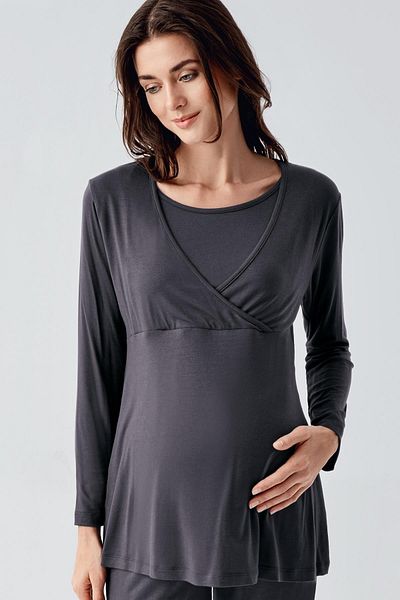 Artış Lycra Viscous Maternity Pajama Set - Long Sleeve