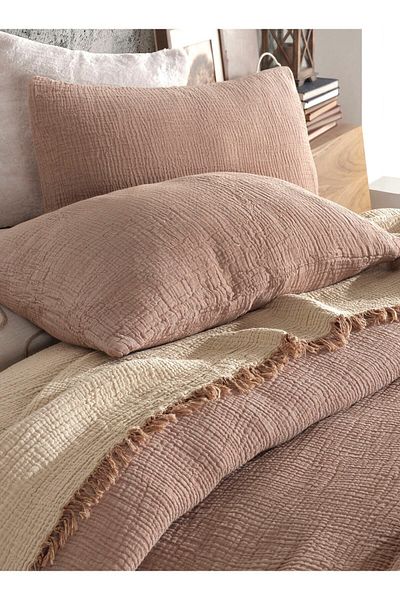 destinyhometex Кафяв 4-слоен многослоен муселин 100% памук Двоен 230x250 см King Size