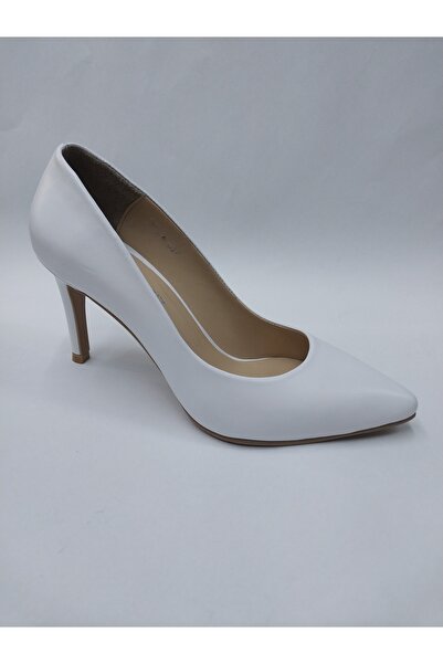 Mira Deri حذاء نسائي بكعب 9 سم من الجلد الأبيض - أصلي