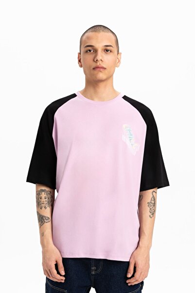 UNIQVIBE Tricou oversize din bumbac imprimat pentru bărbați