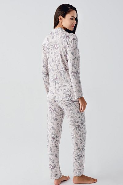 Artış Patterned Viscous Pajama Set - Long Sleeve and Buttoned