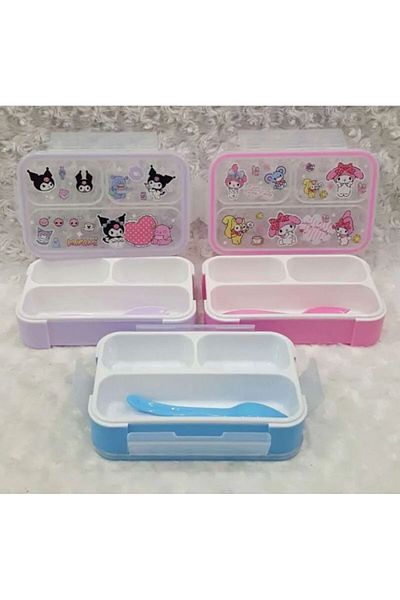 synshop My Melody Melody Sanrio - 3 Compartments School Lunch Box Container, Stationery Necessities
