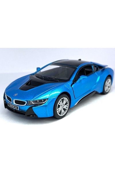 Kinsmart بي ام دبليو I8 - سيارة لعبة سيارة مرخصة مقاس 5 بوصات مقاس 1:36 باللون الأزرق