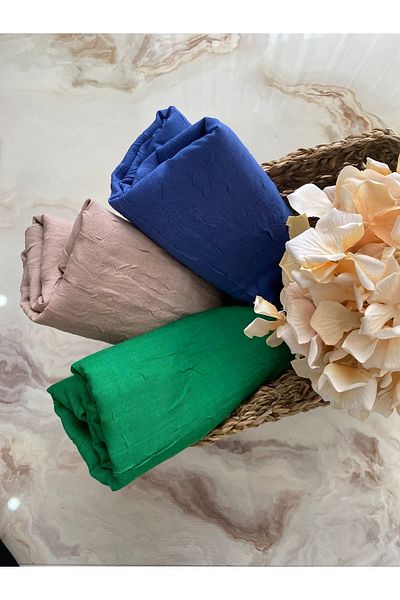 Mode Scarf Σετ σάλι Hijab Bamboo Kraş 3 τεμαχίων (μπλε-μινκ-benetton)