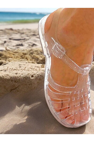 AsteriA Star Jelly Silver Simli Şeffaf Parlak Kadın Sandalet