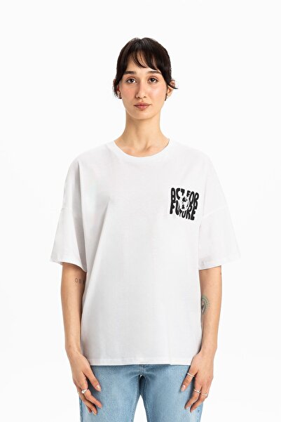 UNIQVIBE Γυναικείο βαμβακερό μπλουζάκι με στάμπα σε μεγάλο μέγεθος