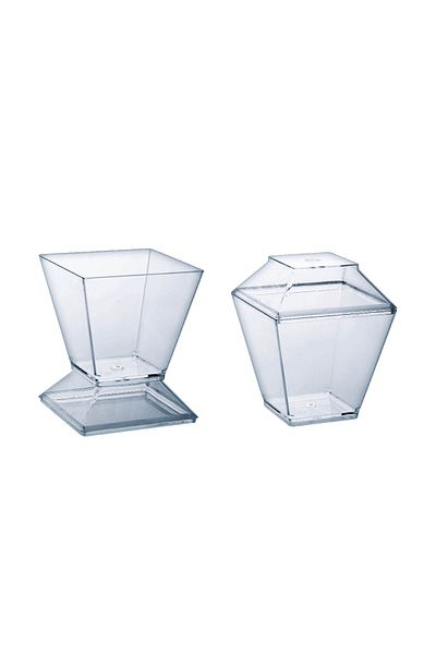 Jawad Dessert Cup Pyramid+Lid 58C+L Polystyrene - 58ml - 12Pcs