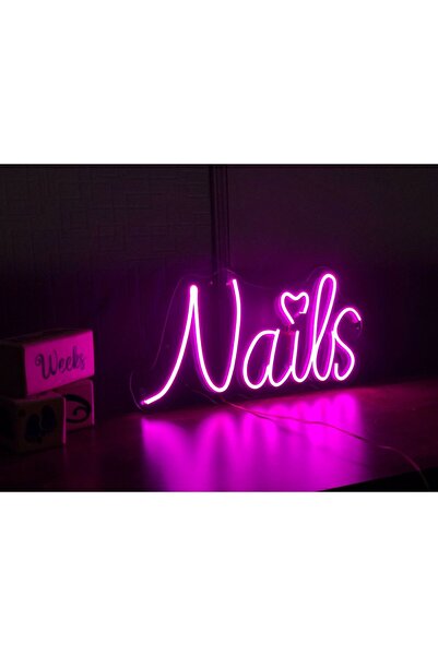 DECCOR EVİM Nails Tırnak  Neon Led Işıklı Yazı