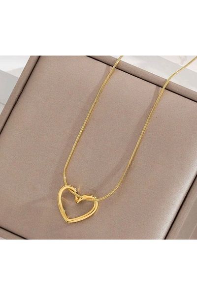 Sens Gold Steel Heart Knot Necklace