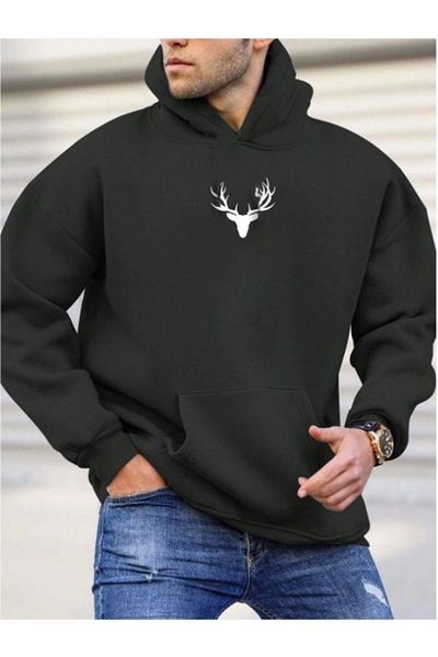 MOONBULL Ανδρικό φούτερ με κουκούλα Oversize - Deer Printed