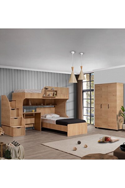 Setay Ranza, Aura Ranza Karyola Masa 3 Kapılı Dolap, Açık Ceviz