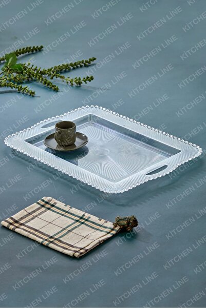 B.A.Y.NUVOLA Büyük Boy Mika Boncuklu Sunum Tepsisi Kahve, Çay Sunum Tepsisi 2...