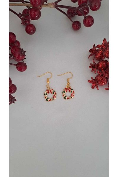 SOUL BY A&B New Year's Red Flower Patterned Earrings - Gift and Gift