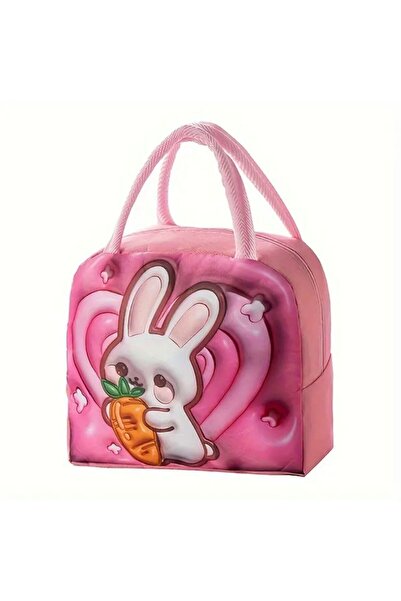 synshop Kawai Korean Pink Rabbit Lunch Lunch Nutrition Thermal Makeup Baby Care Organizer Multi-Purpose Bag