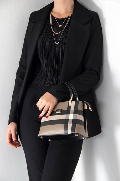Silver Polo Black Sp987 Women's Handbag - Silver & Polo Brown