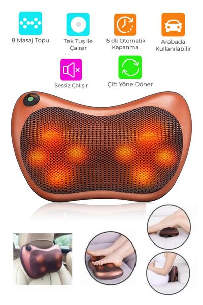 ALFAGİFT 8 Toplu Ovmalı Boyun Masaj Yastığı Ayak Bel Boyun Sırt Vücut Omuz Aleti