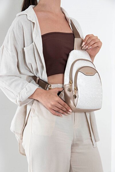 Silver Polo Geantă de talie pentru femei S.nut Nv959 Pearl