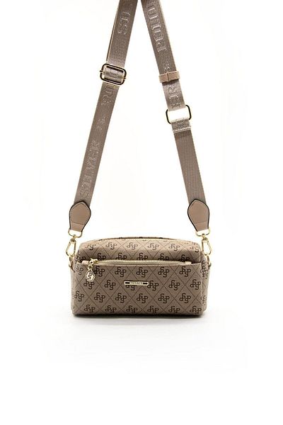 Silver Polo Geantă crossbody pentru femei - piele de culoare bej închis SP1142